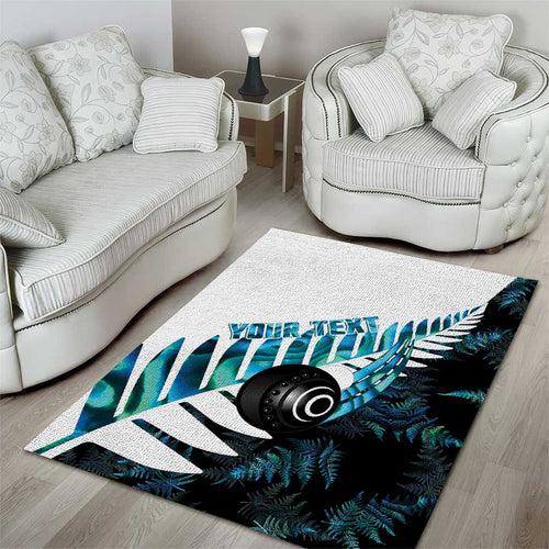 New Zealand Lawn Bowls Custom Area Rug Aotearoa Silver Fern Paua Shell - Aussie Hoodie