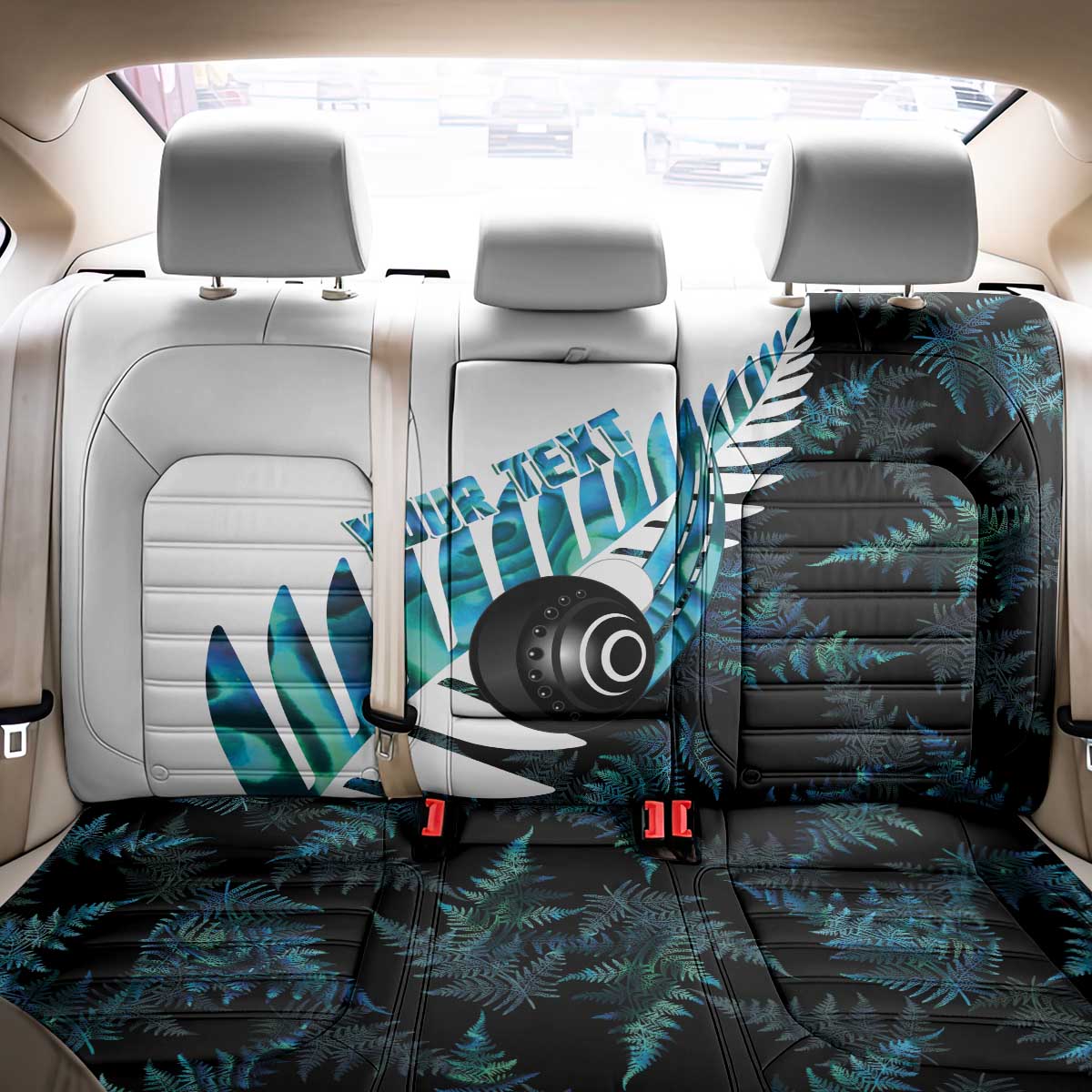 New Zealand Lawn Bowls Custom Back Car Seat Cover Aotearoa Silver Fern Paua Shell - Aussie Hoodie