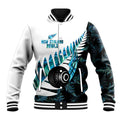 New Zealand Lawn Bowls Custom Baseball Jacket Aotearoa Silver Fern Paua Shell - Aussie Hoodie