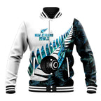 New Zealand Lawn Bowls Custom Baseball Jacket Aotearoa Silver Fern Paua Shell - Aussie Hoodie