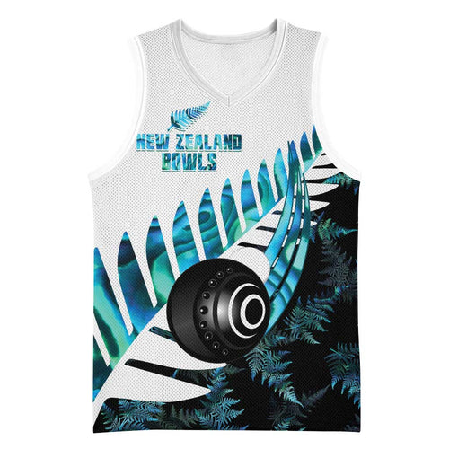 New Zealand Lawn Bowls Custom Basketball Jersey Aotearoa Silver Fern Paua Shell - Aussie Hoodie