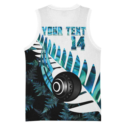 New Zealand Lawn Bowls Custom Basketball Jersey Aotearoa Silver Fern Paua Shell - Aussie Hoodie