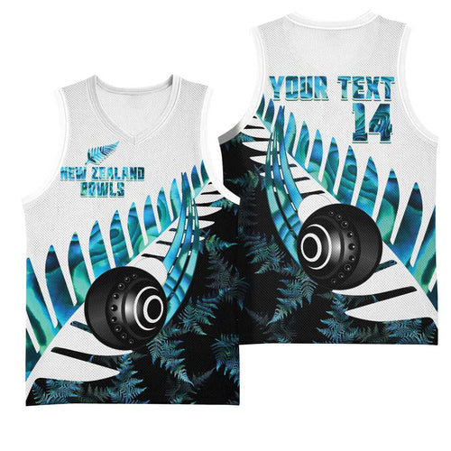 New Zealand Lawn Bowls Custom Basketball Jersey Aotearoa Silver Fern Paua Shell - Aussie Hoodie