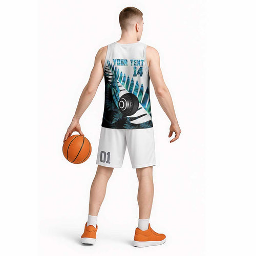 New Zealand Lawn Bowls Custom Basketball Jersey Aotearoa Silver Fern Paua Shell - Aussie Hoodie