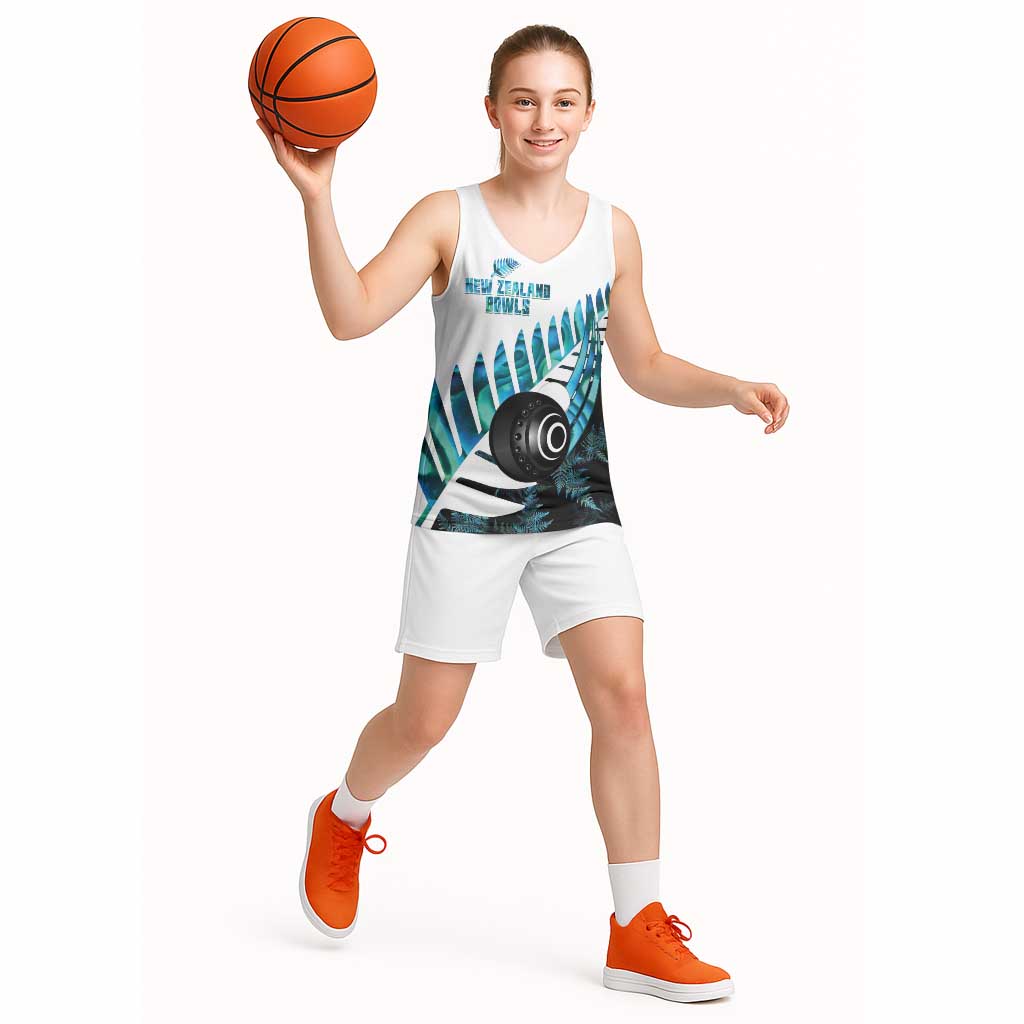 New Zealand Lawn Bowls Custom Basketball Jersey Aotearoa Silver Fern Paua Shell - Aussie Hoodie