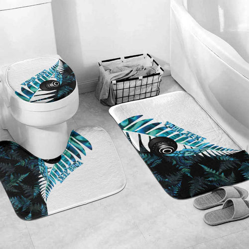 New Zealand Lawn Bowls Custom Bathroom Set Aotearoa Silver Fern Paua Shell - Aussie Hoodie