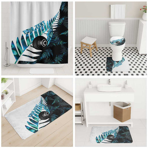 New Zealand Lawn Bowls Custom Bathroom Set Aotearoa Silver Fern Paua Shell - Aussie Hoodie