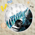 New Zealand Lawn Bowls Custom Beach Blanket Aotearoa Silver Fern Paua Shell - Aussie Hoodie