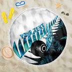 New Zealand Lawn Bowls Custom Beach Blanket Aotearoa Silver Fern Paua Shell - Aussie Hoodie