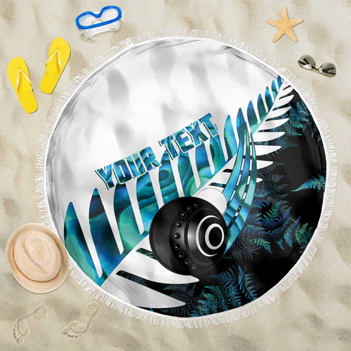 New Zealand Lawn Bowls Custom Beach Blanket Aotearoa Silver Fern Paua Shell - Aussie Hoodie