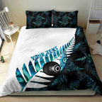 New Zealand Lawn Bowls Custom Bedding Set Aotearoa Silver Fern Paua Shell - Aussie Hoodie