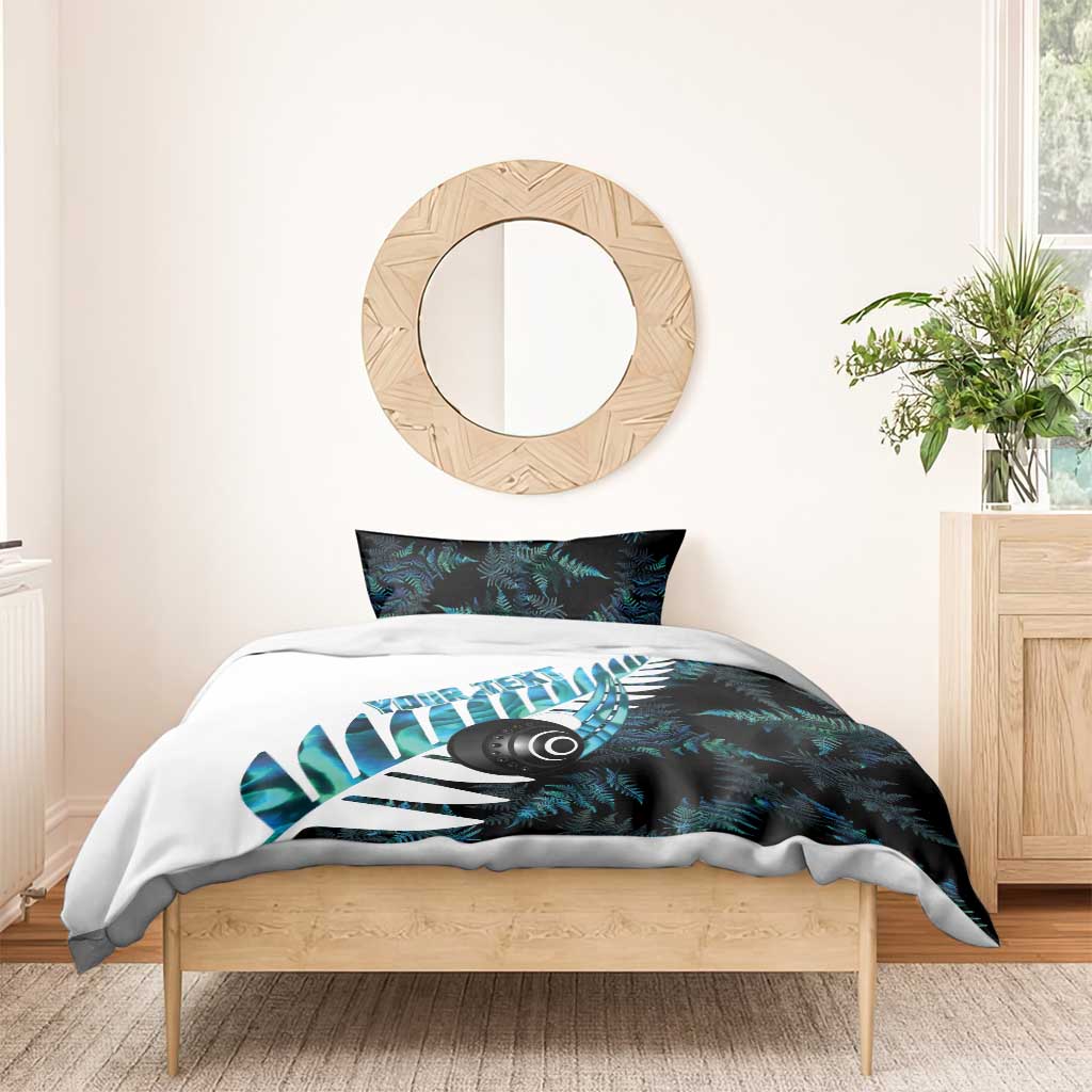 New Zealand Lawn Bowls Custom Bedding Set Aotearoa Silver Fern Paua Shell - Aussie Hoodie