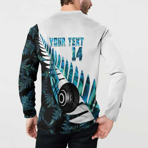 New Zealand Lawn Bowls Custom Button Sweatshirt Aotearoa Silver Fern Paua Shell - Aussie Hoodie