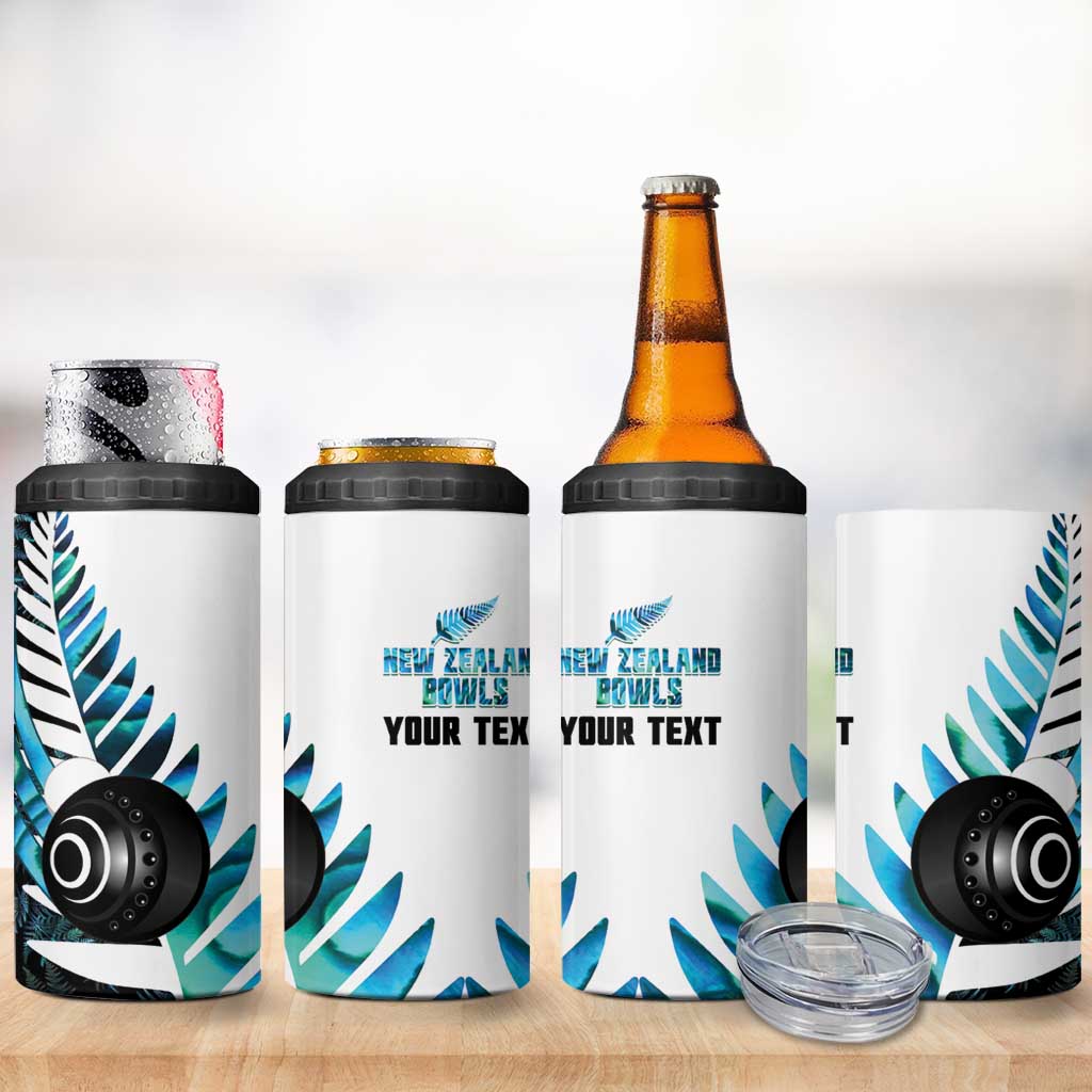 New Zealand Lawn Bowls Custom 4 in 1 Can Cooler Tumbler Aotearoa Silver Fern Paua Shell - Aussie Hoodie