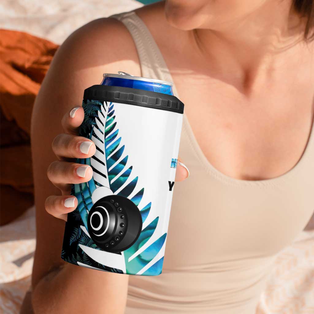 New Zealand Lawn Bowls Custom 4 in 1 Can Cooler Tumbler Aotearoa Silver Fern Paua Shell - Aussie Hoodie