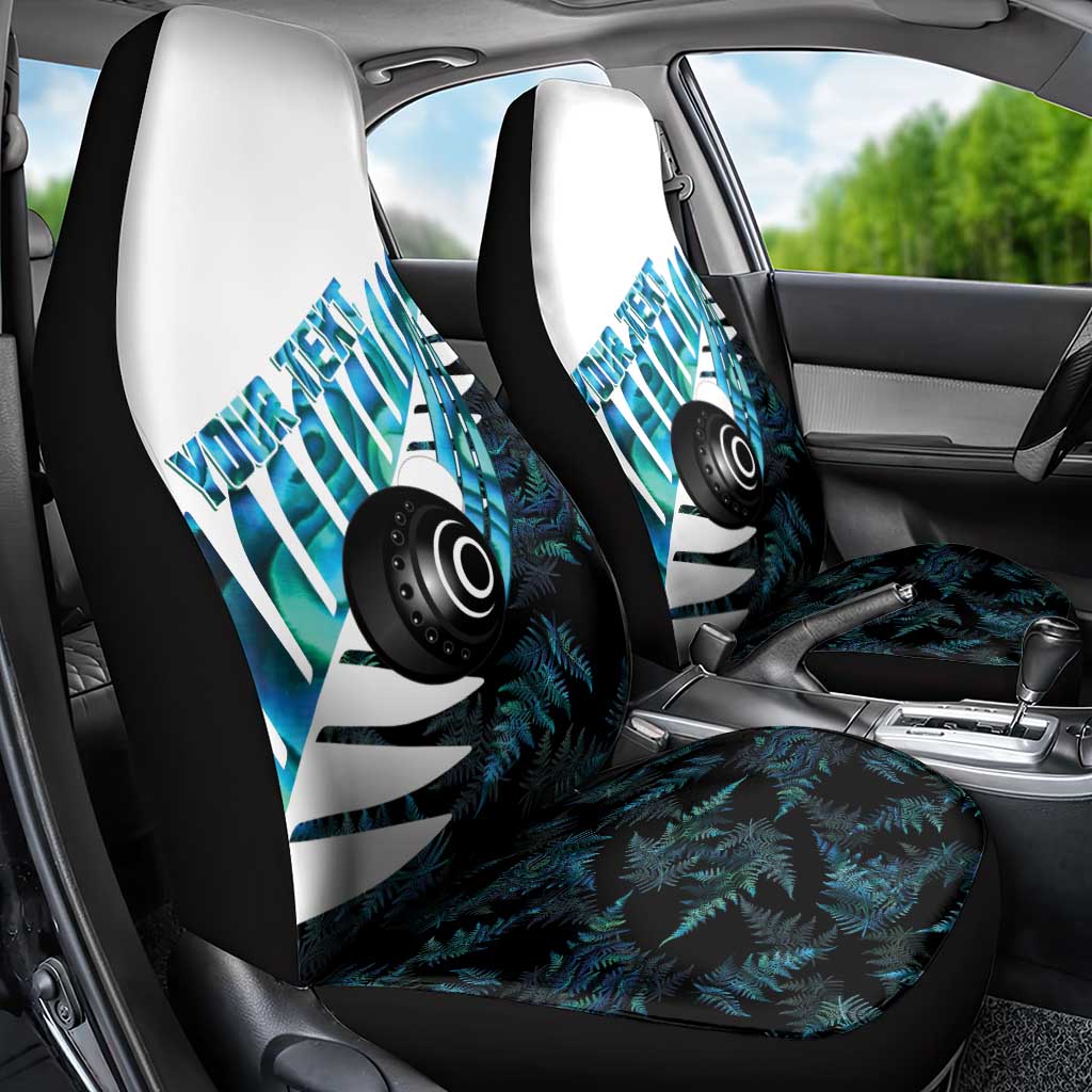 New Zealand Lawn Bowls Custom Car Seat Cover Aotearoa Silver Fern Paua Shell - Aussie Hoodie