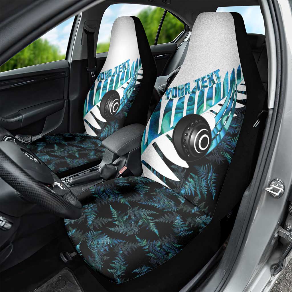 New Zealand Lawn Bowls Custom Car Seat Cover Aotearoa Silver Fern Paua Shell - Aussie Hoodie
