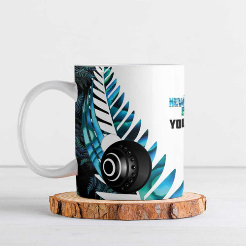 New Zealand Lawn Bowls Custom Ceramic Mug Aotearoa Silver Fern Paua Shell - Aussie Hoodie