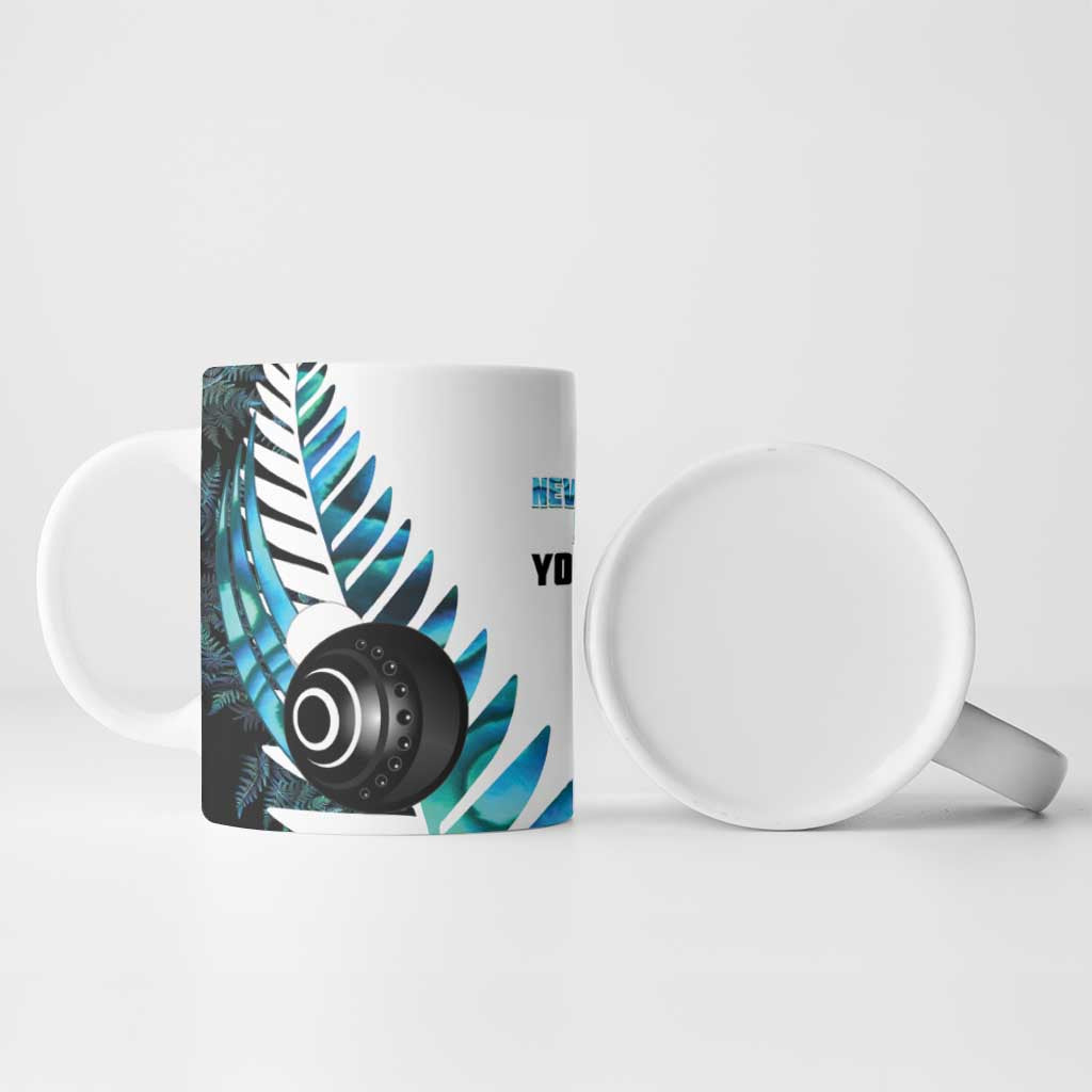 New Zealand Lawn Bowls Custom Ceramic Mug Aotearoa Silver Fern Paua Shell - Aussie Hoodie