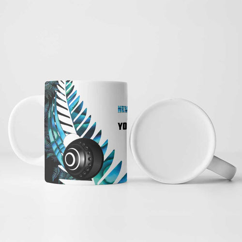 New Zealand Lawn Bowls Custom Ceramic Mug Aotearoa Silver Fern Paua Shell - Aussie Hoodie