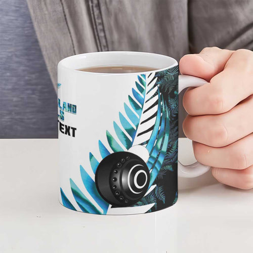 New Zealand Lawn Bowls Custom Ceramic Mug Aotearoa Silver Fern Paua Shell - Aussie Hoodie