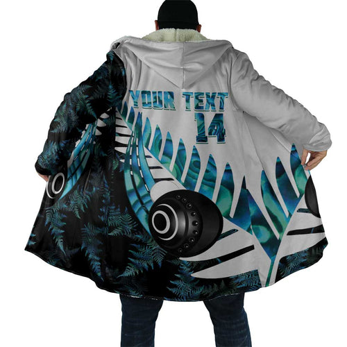 New Zealand Lawn Bowls Custom Cloak Aotearoa Silver Fern Paua Shell - Aussie Hoodie
