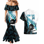 New Zealand Lawn Bowls Custom Couples Matching Mermaid Dress and Hawaiian Shirt Aotearoa Silver Fern Paua Shell - Aussie Hoodie