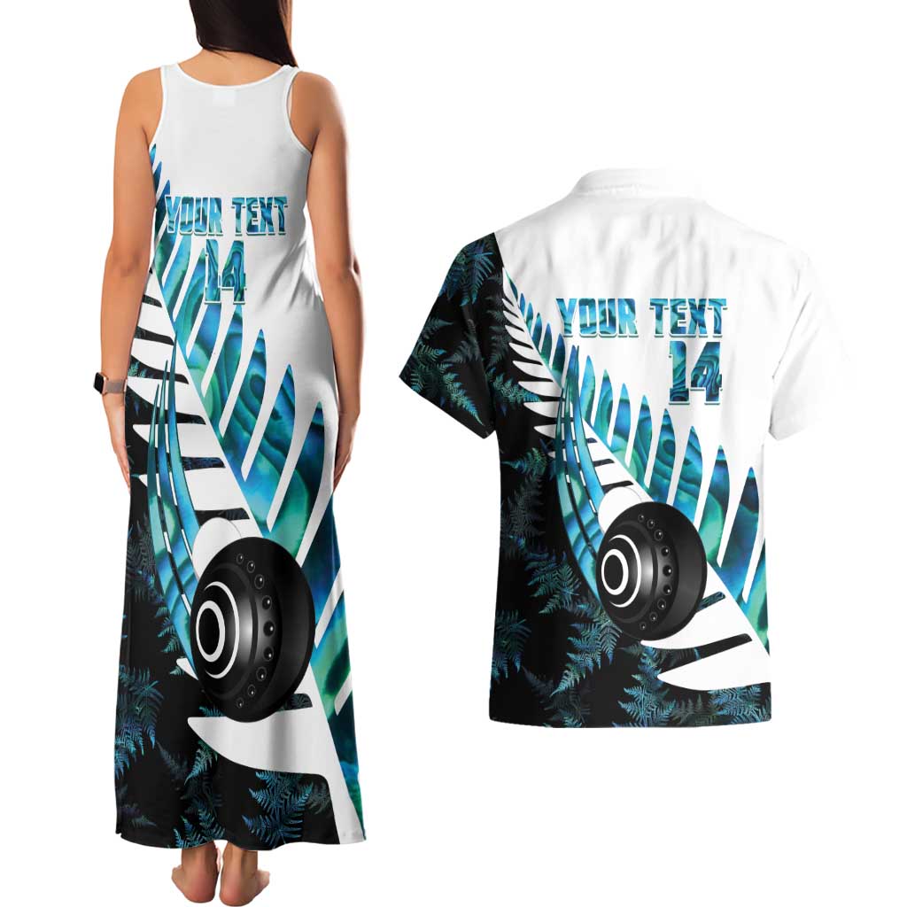 New Zealand Lawn Bowls Custom Couples Matching Tank Maxi Dress and Hawaiian Shirt Aotearoa Silver Fern Paua Shell - Aussie Hoodie