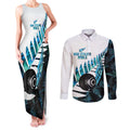 New Zealand Lawn Bowls Custom Couples Matching Tank Maxi Dress and Long Sleeve Button Shirt Aotearoa Silver Fern Paua Shell - Aussie Hoodie