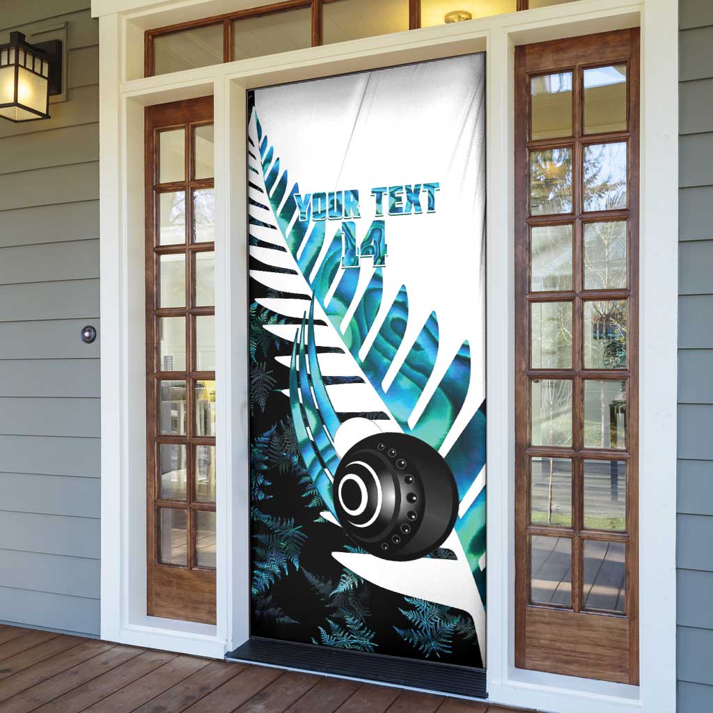 New Zealand Lawn Bowls Custom Door Cover Aotearoa Silver Fern Paua Shell - Aussie Hoodie