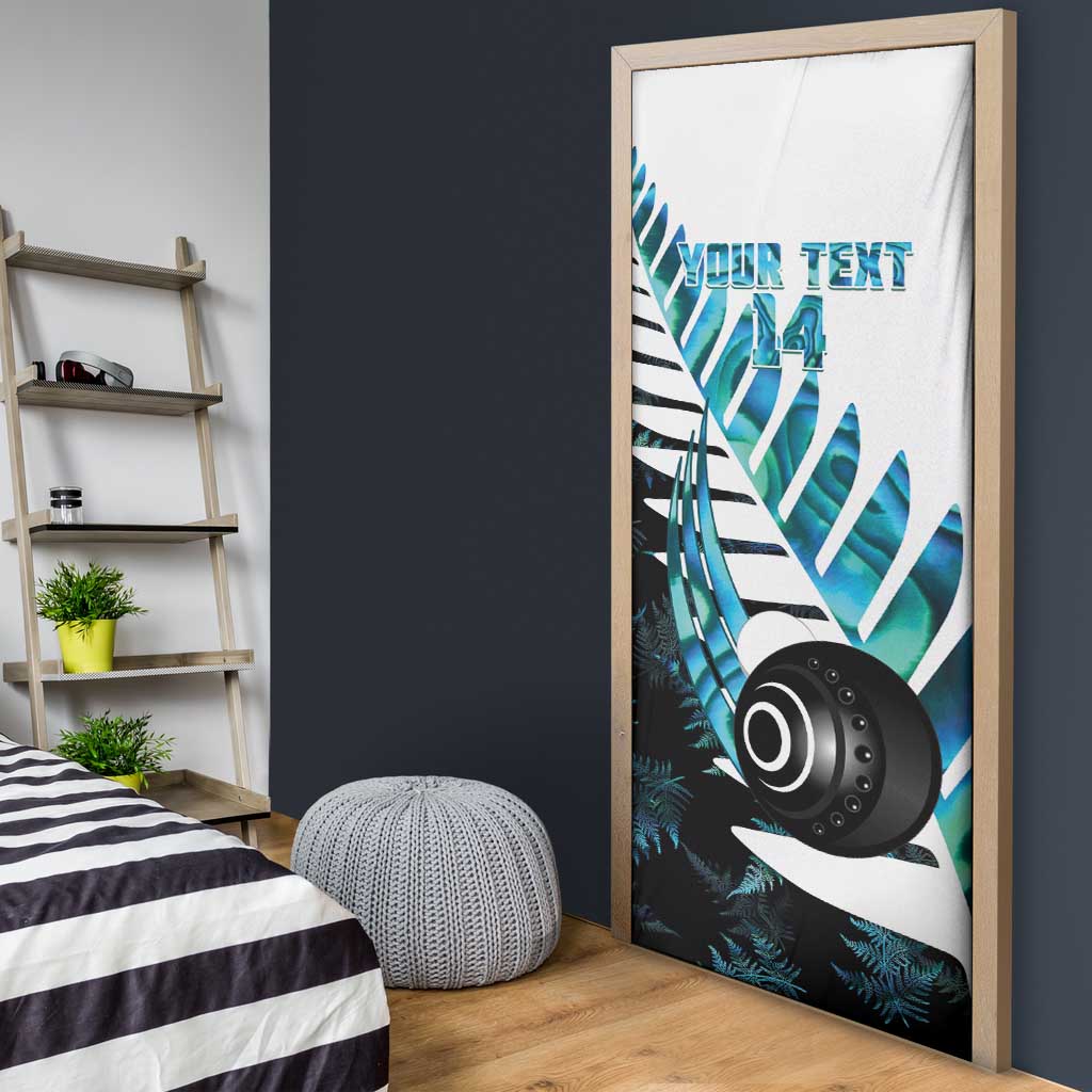 New Zealand Lawn Bowls Custom Door Cover Aotearoa Silver Fern Paua Shell - Aussie Hoodie