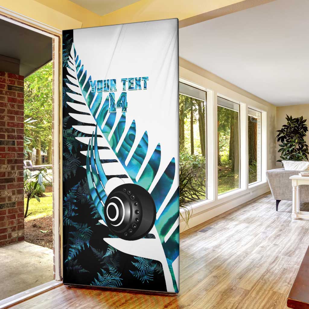 New Zealand Lawn Bowls Custom Door Cover Aotearoa Silver Fern Paua Shell - Aussie Hoodie