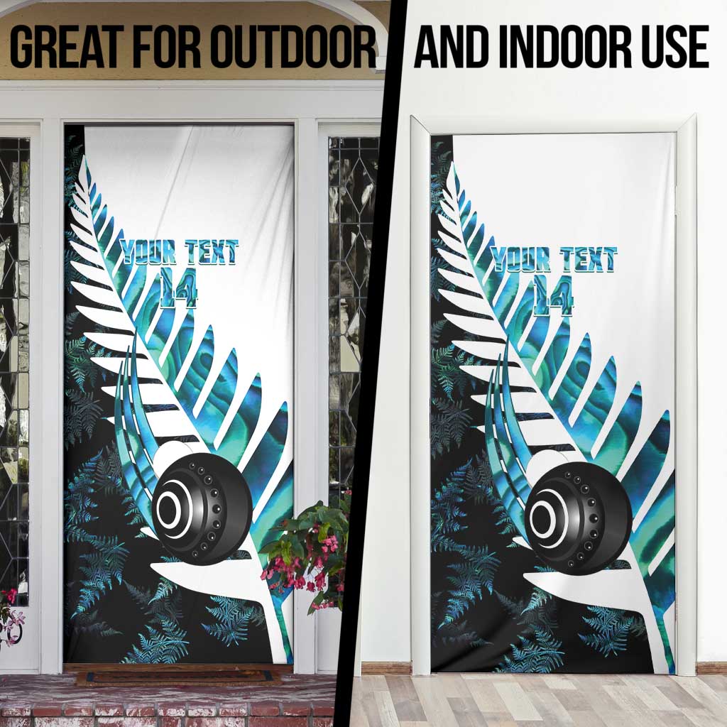 New Zealand Lawn Bowls Custom Door Cover Aotearoa Silver Fern Paua Shell - Aussie Hoodie
