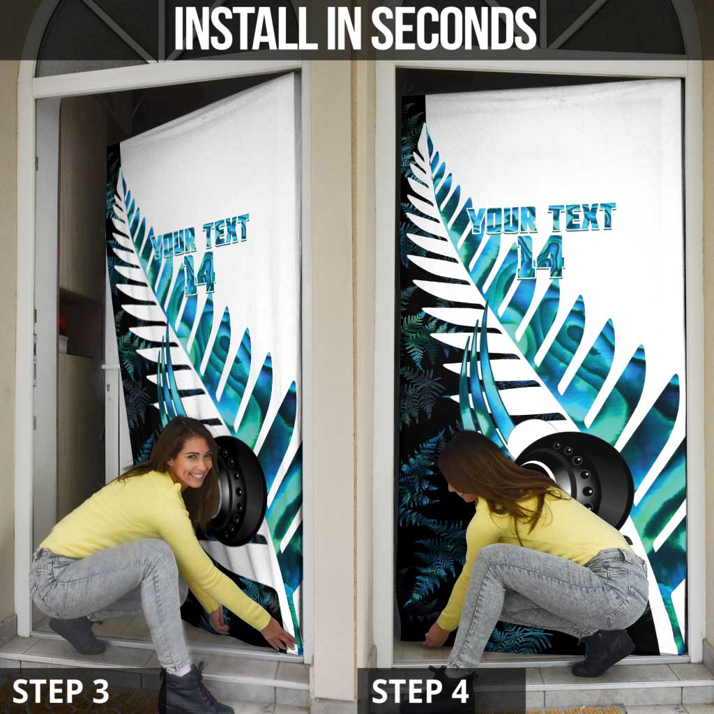 New Zealand Lawn Bowls Custom Door Cover Aotearoa Silver Fern Paua Shell - Aussie Hoodie