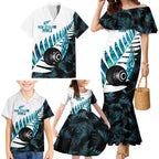 New Zealand Lawn Bowls Custom Family Matching Mermaid Dress and Hawaiian Shirt Aotearoa Silver Fern Paua Shell - Aussie Hoodie
