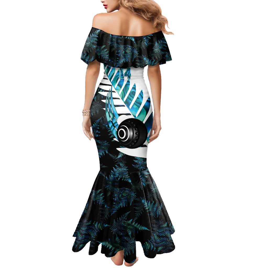 New Zealand Lawn Bowls Custom Family Matching Mermaid Dress and Hawaiian Shirt Aotearoa Silver Fern Paua Shell - Aussie Hoodie
