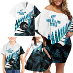 New Zealand Lawn Bowls Custom Family Matching Off Shoulder Short Dress and Hawaiian Shirt Aotearoa Silver Fern Paua Shell - Aussie Hoodie
