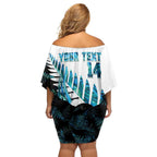 New Zealand Lawn Bowls Custom Family Matching Off Shoulder Short Dress and Hawaiian Shirt Aotearoa Silver Fern Paua Shell - Aussie Hoodie