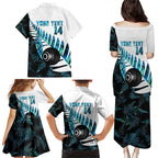 New Zealand Lawn Bowls Custom Family Matching Puletasi and Hawaiian Shirt Aotearoa Silver Fern Paua Shell - Aussie Hoodie