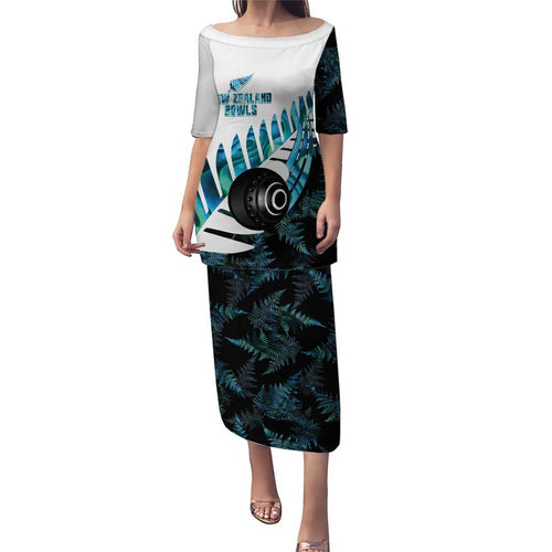 New Zealand Lawn Bowls Custom Family Matching Puletasi and Hawaiian Shirt Aotearoa Silver Fern Paua Shell - Aussie Hoodie