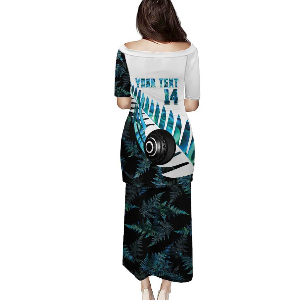 New Zealand Lawn Bowls Custom Family Matching Puletasi and Hawaiian Shirt Aotearoa Silver Fern Paua Shell - Aussie Hoodie