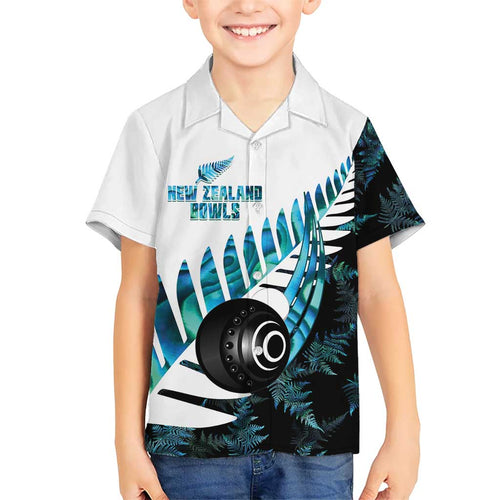 New Zealand Lawn Bowls Custom Family Matching Puletasi and Hawaiian Shirt Aotearoa Silver Fern Paua Shell - Aussie Hoodie