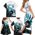 New Zealand Lawn Bowls Custom Family Matching Short Sleeve Bodycon Dress and Hawaiian Shirt Aotearoa Silver Fern Paua Shell - Aussie Hoodie