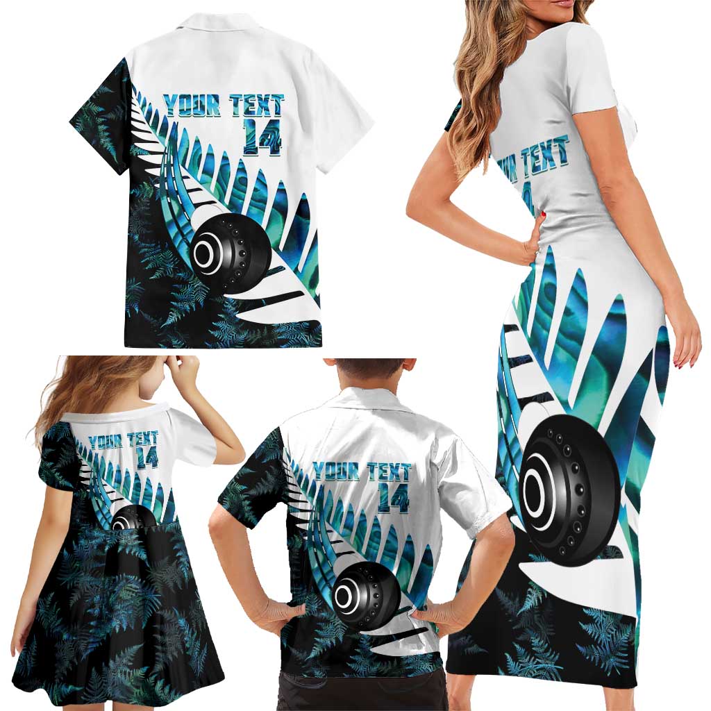 New Zealand Lawn Bowls Custom Family Matching Short Sleeve Bodycon Dress and Hawaiian Shirt Aotearoa Silver Fern Paua Shell - Aussie Hoodie