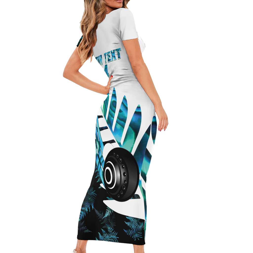 New Zealand Lawn Bowls Custom Family Matching Short Sleeve Bodycon Dress and Hawaiian Shirt Aotearoa Silver Fern Paua Shell - Aussie Hoodie