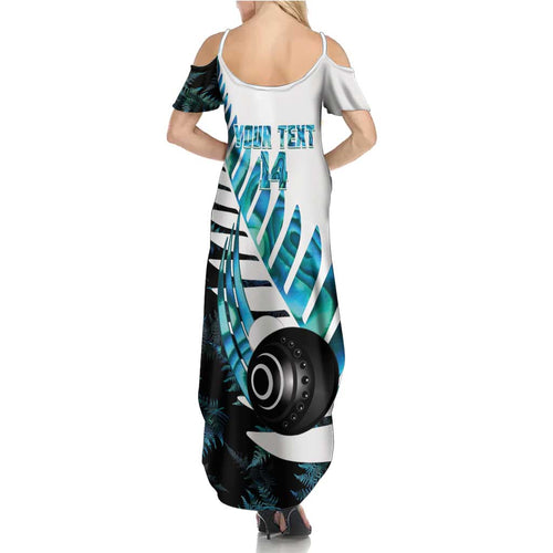 New Zealand Lawn Bowls Custom Family Matching Summer Maxi Dress and Hawaiian Shirt Aotearoa Silver Fern Paua Shell - Aussie Hoodie