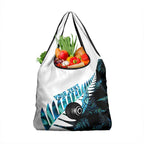 New Zealand Lawn Bowls Custom Grocery Bag Aotearoa Silver Fern Paua Shell - Aussie Hoodie
