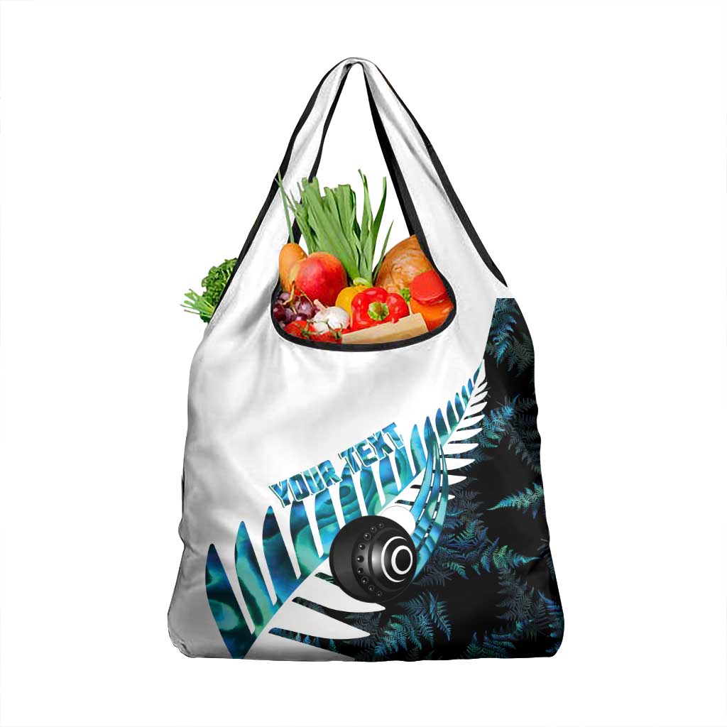 New Zealand Lawn Bowls Custom Grocery Bag Aotearoa Silver Fern Paua Shell - Aussie Hoodie