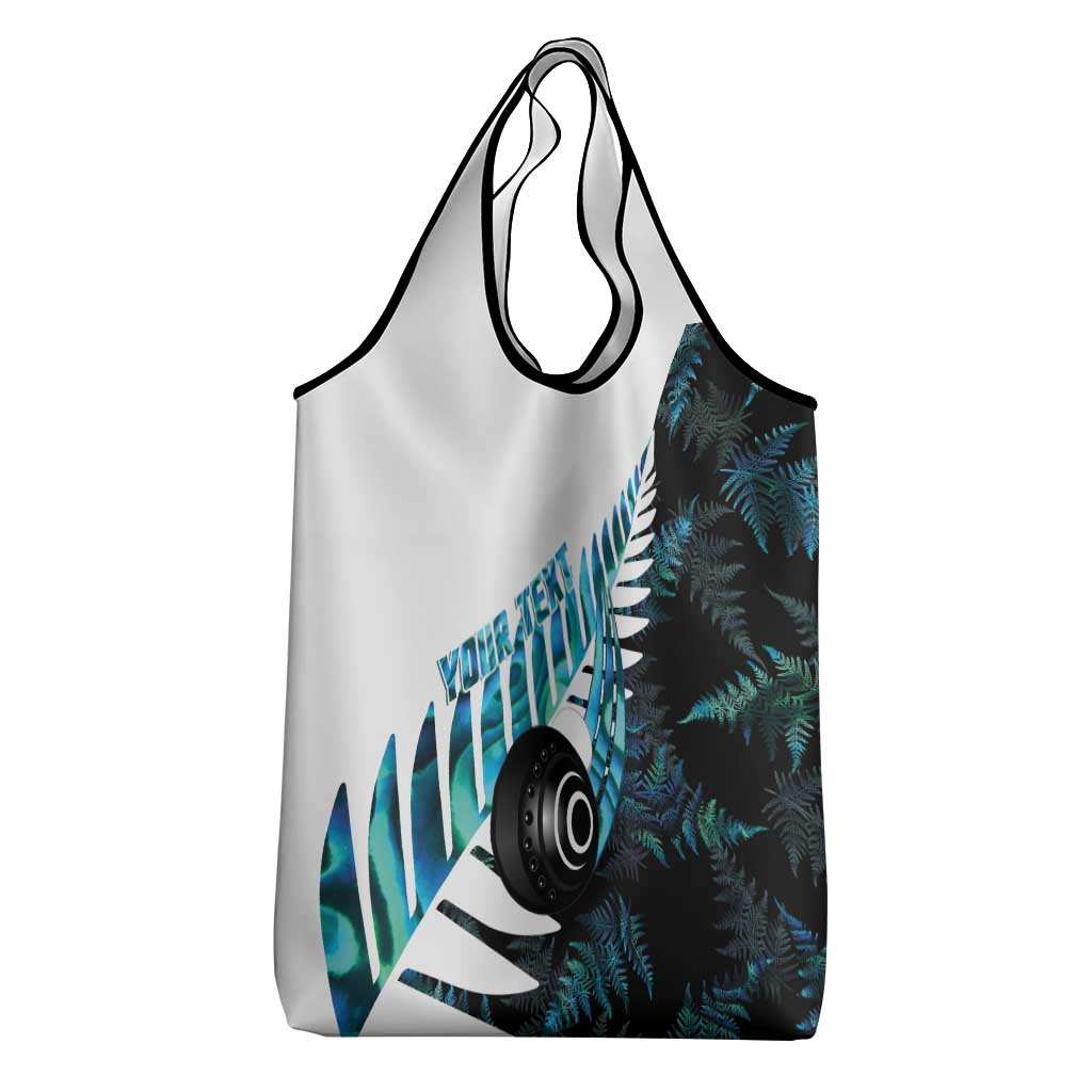 New Zealand Lawn Bowls Custom Grocery Bag Aotearoa Silver Fern Paua Shell - Aussie Hoodie