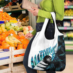 New Zealand Lawn Bowls Custom Grocery Bag Aotearoa Silver Fern Paua Shell - Aussie Hoodie
